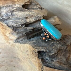 Lucky brand, silver turquoise ring